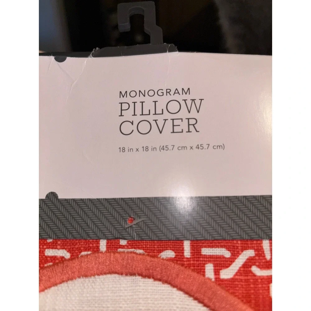 Threshold Monogram Pillow Cover Letter K Coral White 18x18 Square NEW